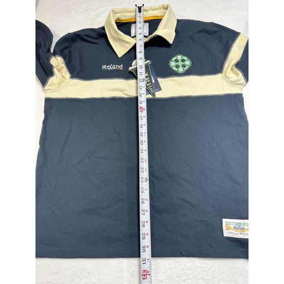 Retro Irish Mens Heritage Collared Long Sleeve Navy Polo T Shirt Size XL - Picture 5 of 5